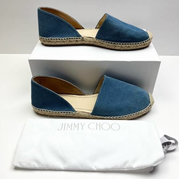 Jimmy Choo Shoes - JIMMY CHOO Dreya Denim Leather D'Orsay Espadrille Flats EU 40 US 10 Blue Shoes